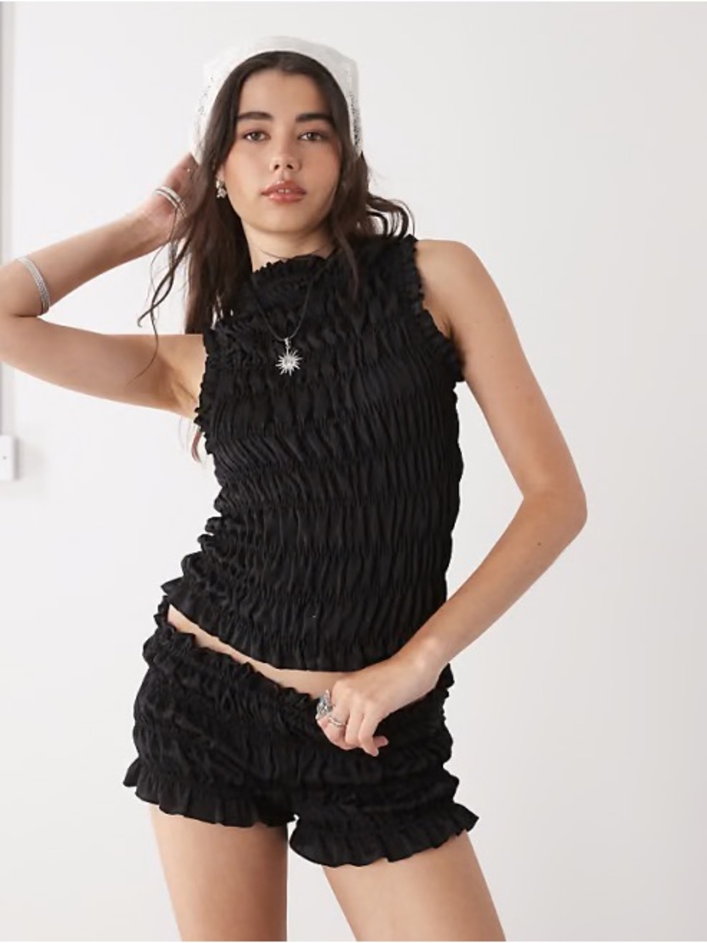 Peppermayo Black Ruffle Smocked Bloomer